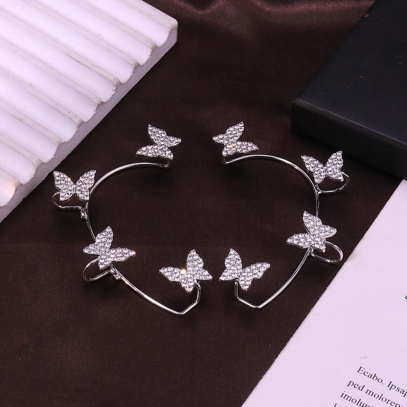 CSIYANJRY99 Elf Ear Cuffs for Women Butterfly Earrings Fairy Ears Goth Punk Ear Cuffs Halloween Accessorie Gothic Punk Jewelry Wrap Droping Earrings - Image 4